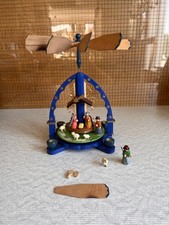 Erzgebirge Aue? Krippe mit Kerzenhalter drehbar Scheibe gestempelt "RG"