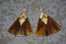 Vintage Modeschmuck Fächerförmige Ohrringe Hornoptik 70er/80er Jahre Ohrhänger