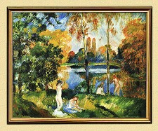 IMPRESSIONISMUS AUGUSTE RENOIR BADENDE FRAUEN AKT A3 Faksimile 11 im Goldrahmen