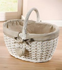 Einkaufskorb Tragekorb Weidenkorb weiß, Flechtkorb Landhaus Stil, Geschenk Korb