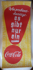 Original Coca Cola Plakat 50er Jahre- Antik - ca. 1955, kein Schild, 67 x 30 cm 