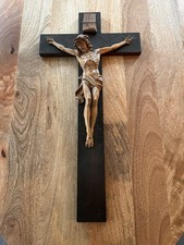 altes Kruzifix Jesus Christus Holzkreuz Heiligenfigur 1930