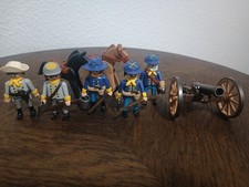Playmobil Südstaatler und US Nordstaatler Soldaten mit Kanone und Pferden