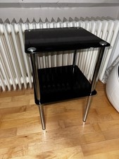 Schwarzer Glastisch Mit Zwei Ablagen 39x39 Cm Und 62 Cm Höhe