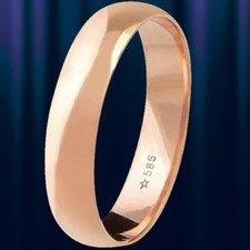 Rose Gold 585 Goldehering Russische Trauringe, Ehering 5,0 mm breit