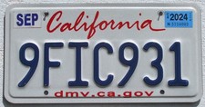Kalifornien 2024 USA Auto Nummernschild California License Plate Kennzeichen