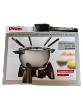 Unold Fondue-Set für 6 Personen Silber Edelstahl Fondue Schoko Käse Fleisch