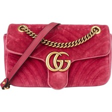 Gucci Pink Velvet GG Marmont Crossbody Bag Tasche