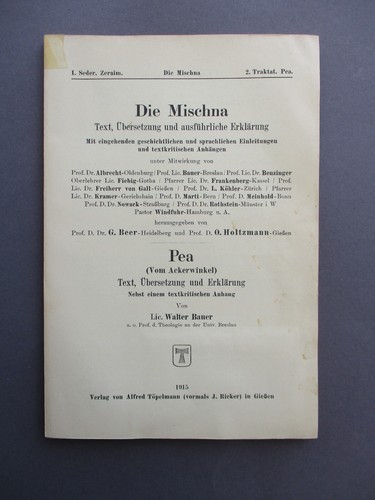 Walter bauer die mischna - ,