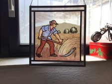 Glasbild Fensterbild Bleiverglasung, Der Bauer Im Heu ￼