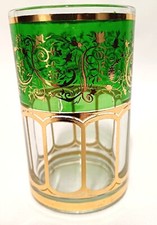 1x Glas Grün/Gold H/D: 9,5 x 6 c,  Gewicht 168 Gramm