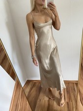 ♥️Zara satin midi Kleid Beige Perlen Farbe