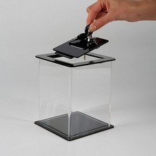 Acryl Spardose 130×130×156 mm – Wahlbox Charitybox Spendenbox mit Schloss