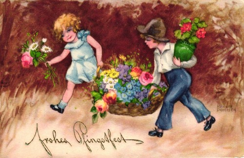 Pfingsten kinder blumenkorb - kinder,,