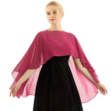 DE Damen Chiffon Stola High-Low Schal Poncho Vorne Kurz Hintern Lang Umhang Cape