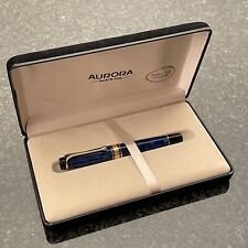 Aurora  Kolbenfüllhalter B Optima 996/B Kobaltblau marmoriert  14 Kt. ct.