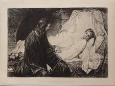 W. Unger : Die Erziehung der Tochter von Jairus. - (Radierung / 19. Jh.)