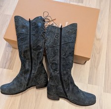 Think Stiefel Gr. 39 Nubukleder Dunkelgrau Mit Druck und Wechselfb. neu mit Ovp