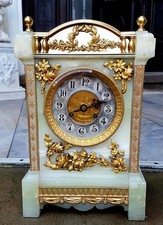 SEHR SCHÖNE Stockuhr Kaminuhr Pendule Onyx Marmor 1880 Frankrech/E.D. Armelin