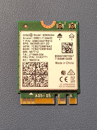 Intel wireless 9260ngw - 9260ngw, m.2