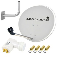ZEHNDER Digitale Sat Anlage 60 cm Spiegel QUAD LNB 0,1 dB Schüssel + Wandhalter