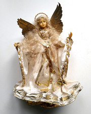 wunderschöner RAUSCHGOLDENGEL Wachskopf Wachshände Engel Weihnachtsengel 43 cm