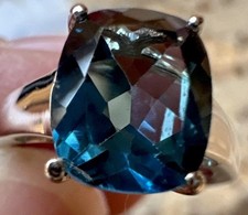Ring mit großem London Blue Topas, Silber 925, Gr. 57, Ringkopf 10x8mm