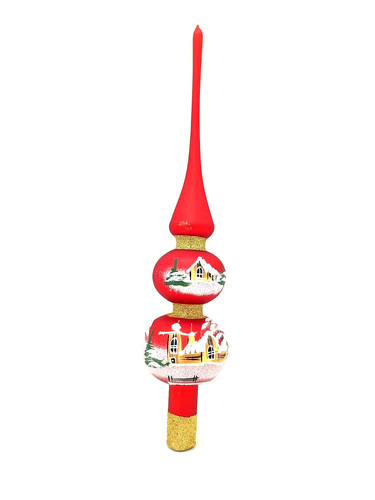 Christbaumspitze rot aus glas - christbaumspitze,
