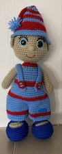 Amigurumi Puppe blau rot ca 39
