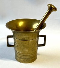 Antiker Apotheker-Mörser mit Stößel Bronze/Messing 18./19. Jhd. klassizistisch?