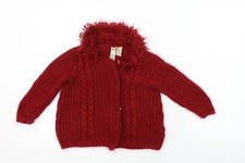 Erdbeere Faire Mädchen roter Kragen Acryl Cardigan Pullover Größe 4 Jahre Knopf