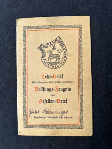 Alter lehrbrief zeugnis 1935 - zeugnis,