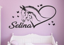 Wandtattoo Wandaufkleber Aufkleber Kinder Pferd Horse Stute Fohlen + Name 145