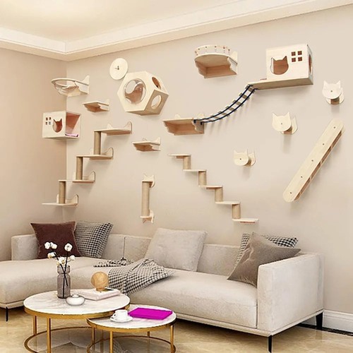 Wandmontage massivholz katze - wandmontage,
