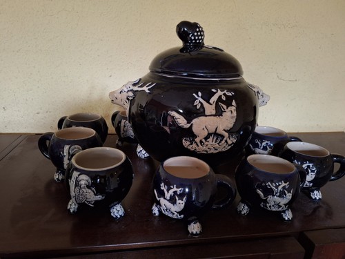 Kobaltblaues bowle set - kobaltblaues,