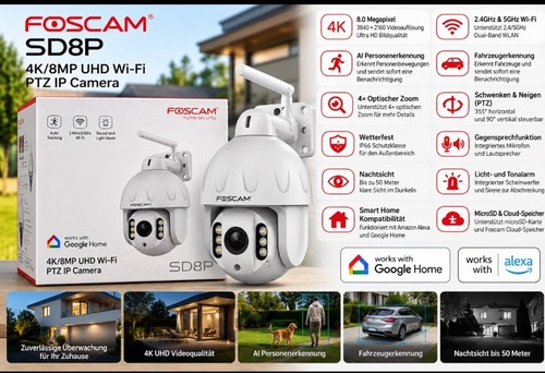 Foscam sd8p 8mp wlan ptz - 4k,