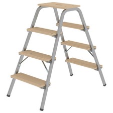 MUNK Stahl-Holz-Tritt 4 Stufen Trittleiter Stufentritt