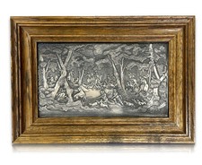 Silberrelief - Jagdszene J. E