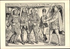 Künstler Ak Lörrach in Baden, I. Oberrheinischer Narrentag 1938 - 10742135