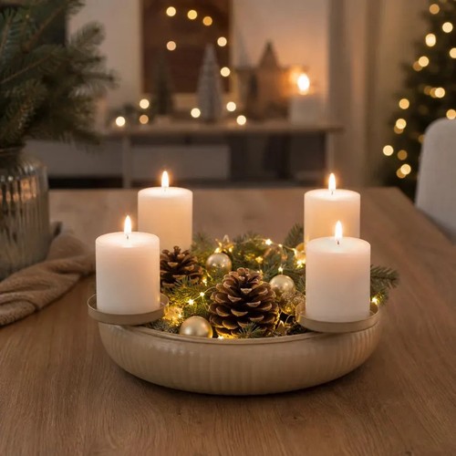 Adventskranz metall beige ø34 - adventskranz,