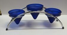 Lichterbogen aus Metall , Chrom mit 3 blauen Gläsern für Teelichter