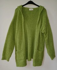 *Cartoon* wunderschöne Grobstrickjacke mit Kapuze, Wolle, saftiges Apfelgrün, 40