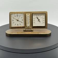 Frey Tischuhr mit Barometer & Thermometer – Vintage Messing – Schweiz