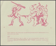 München Schwabinger Brauerei Schwabing Fasching Studentika Einladung 1910