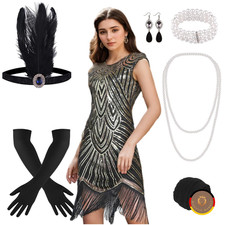 PLULON 1920er Flapper Kleid