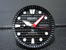 NEU 28,5 mm SCHWARZES WAFFEL-ZIFFERBLATT, MINUTENSPUR, ROTE ZEIGER DIVERS SKX...