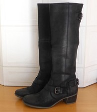 SPM Stiefel Leder schwarz Used-Look Gr.39 Schafthöhe 45cm Weite 34cm Absatz 5cm