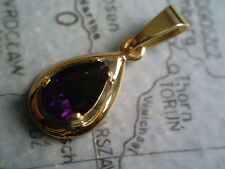 Amethyst Tropfen Anhänger Gold 333, Kettenanhänger Gold 333 mit Amethyst 20 mm