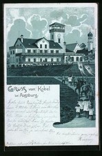 Lithographie Westheim, Kobel mit kirchlicher Prozession 1902 