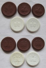 5x Porzellan Notgeld Münzen